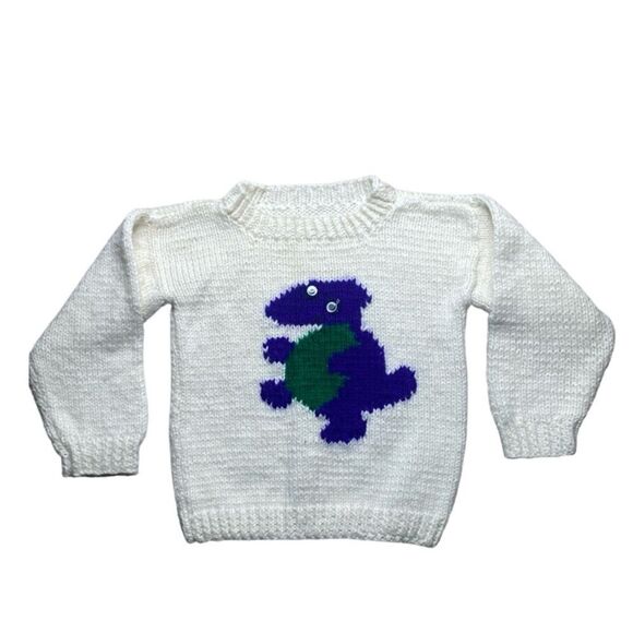 Handmade Vintage purple dinosaur sweater - Picture 1 of 2